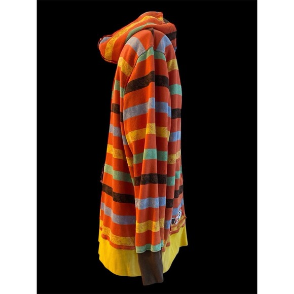 Rocawear 3XL Mens Striped Zip Hoodie Jacket Yellow Orange 100% Cotton Y2K Roca - Picture 5 of 9